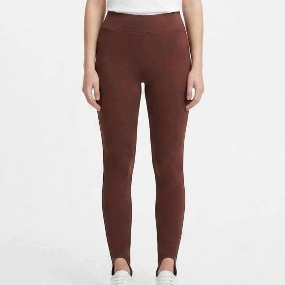 Isaac Mizrahi Live! Stirrup Leggings Womens Medium Brown Java Stretch